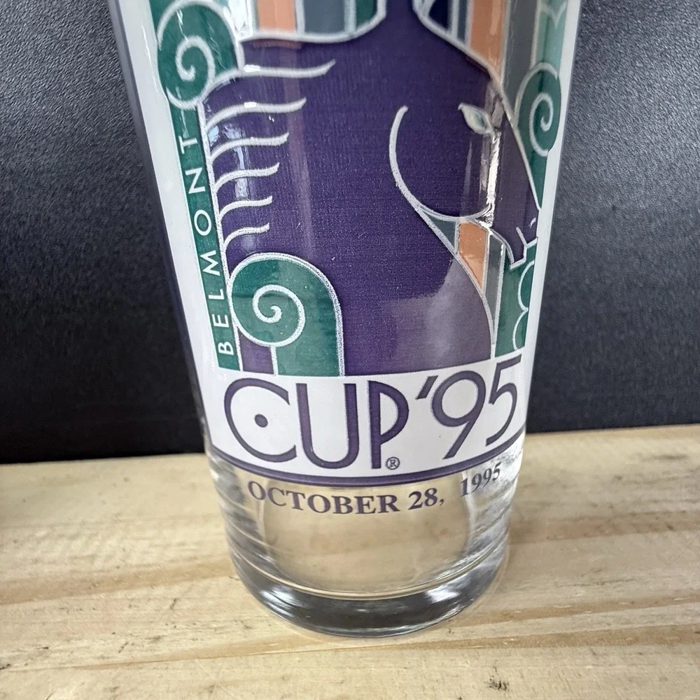 Official Breeders' Cup 1995 Champions Belmont Park Souvenir Glass Lot of‎ 2